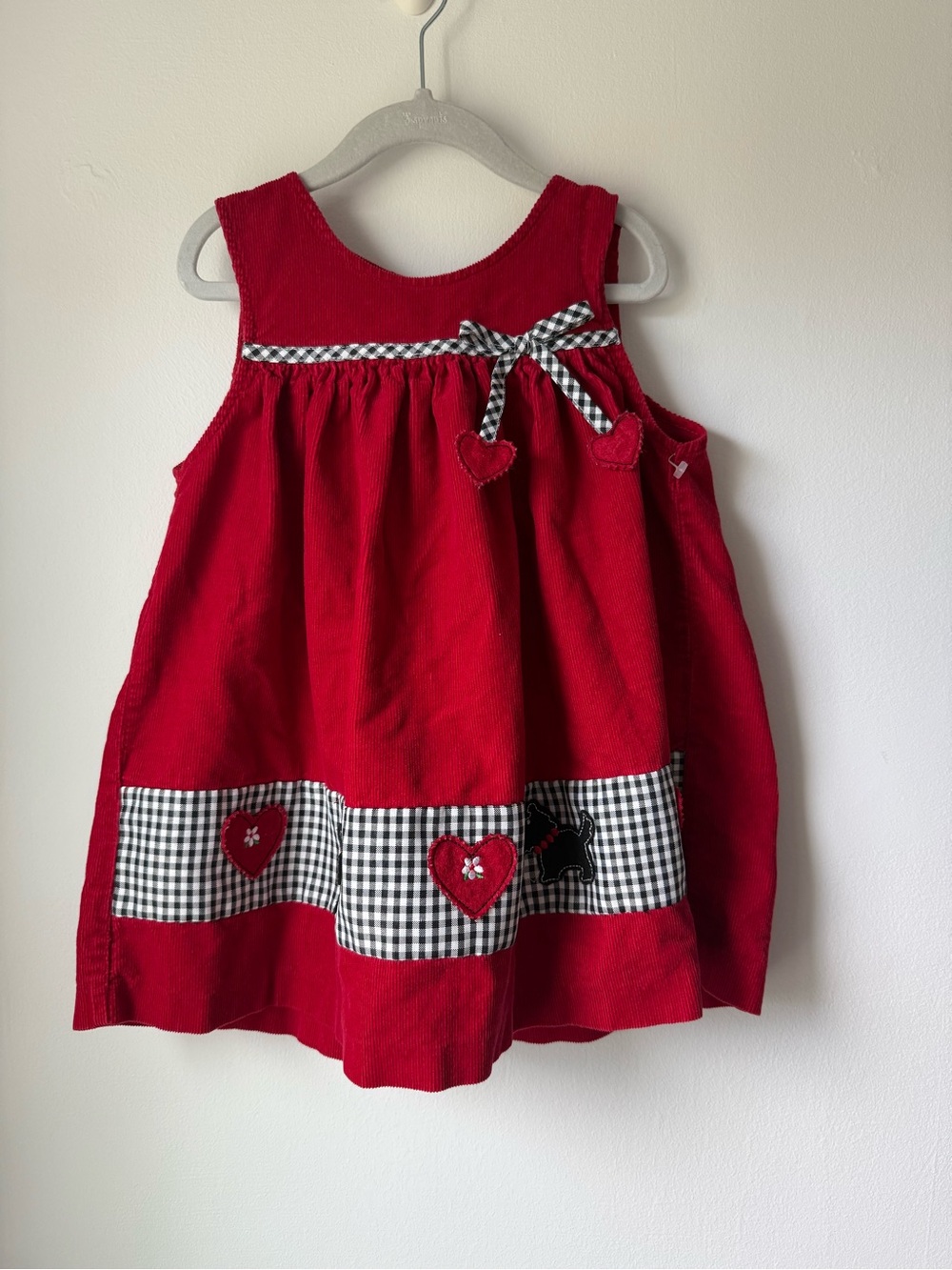 Red Heart-Trim Corduroy Girls' Dress